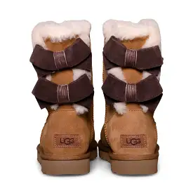 UGG Bailey Suede Bow Chestnut Boots - Women's