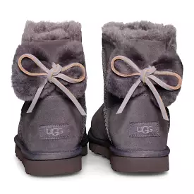 UGG Classic Double Bow Mini Charcoal Boots - Women's