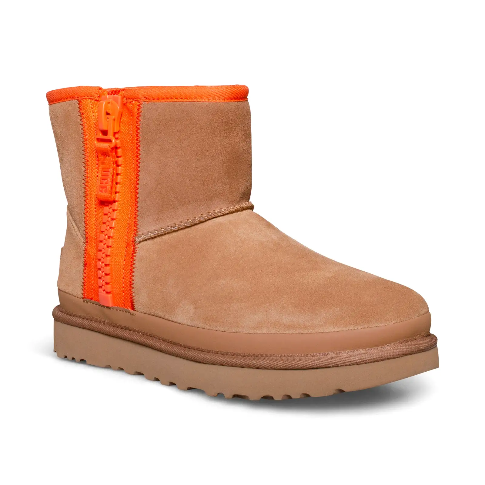 UGG Classic Mini Zipper Tape Logo Chestnut Boots - Women's