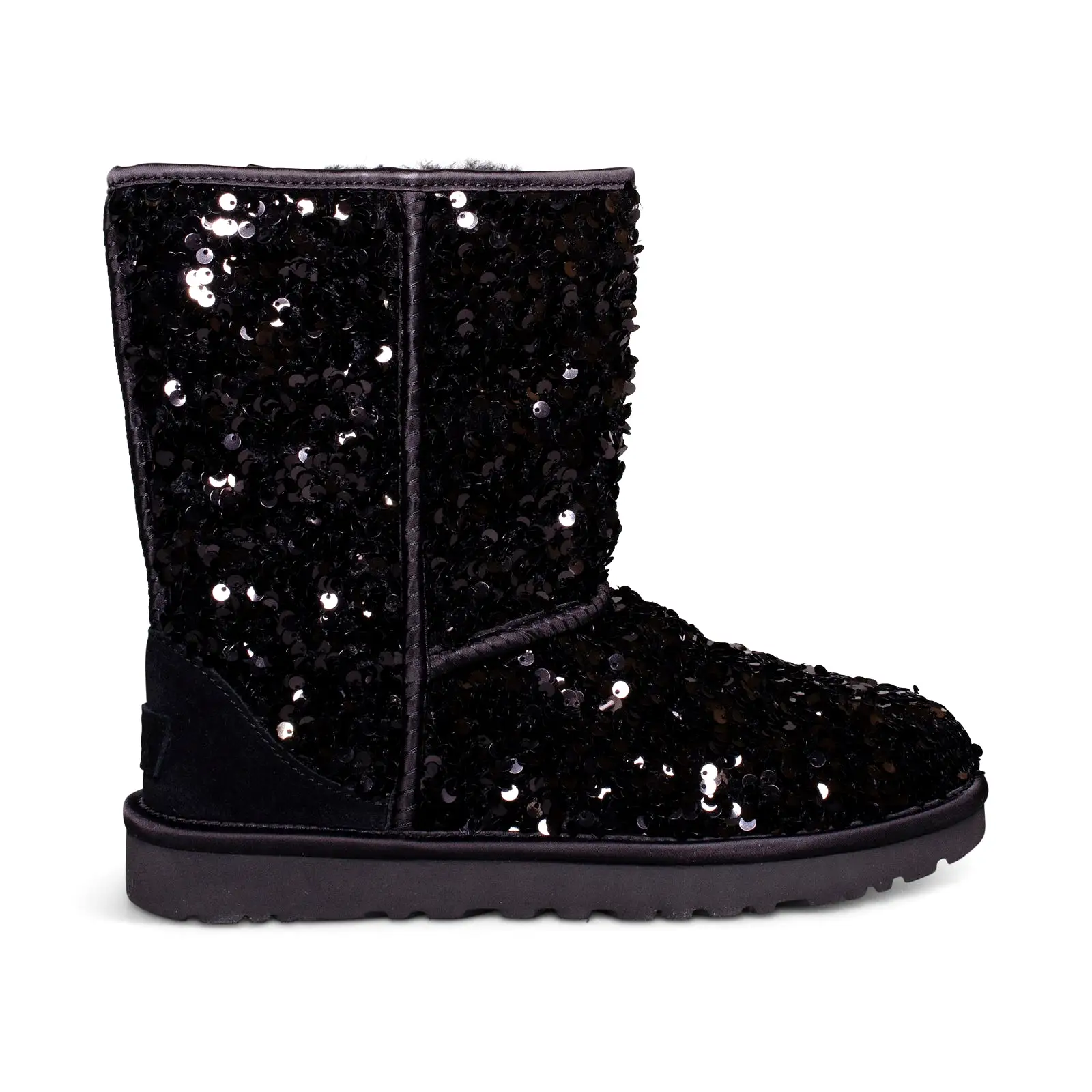 UGG Classic Short Chunky Sequin Black Boots - Women's