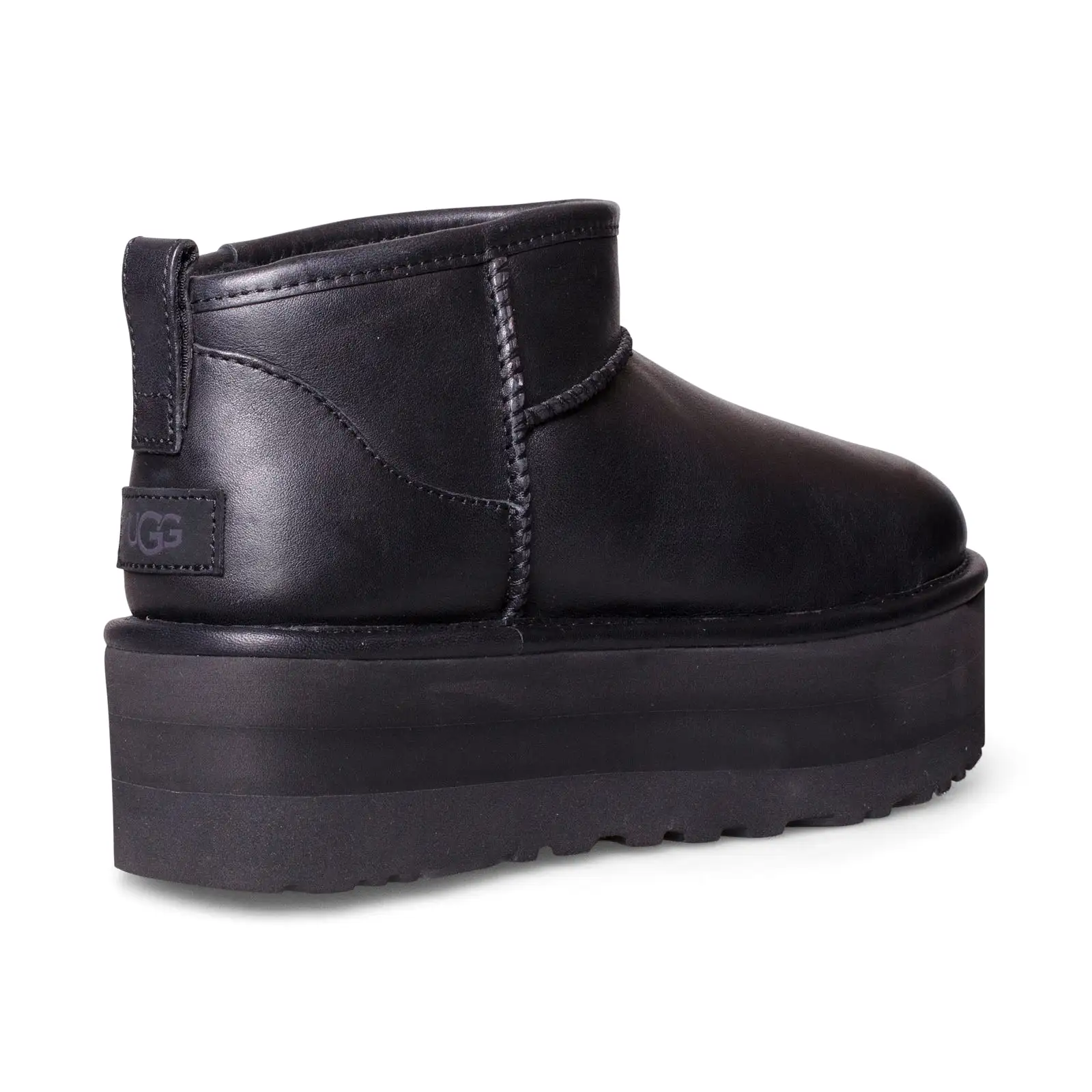 UGG Classic Ultra Mini Platform Leather Black Boots - Women's