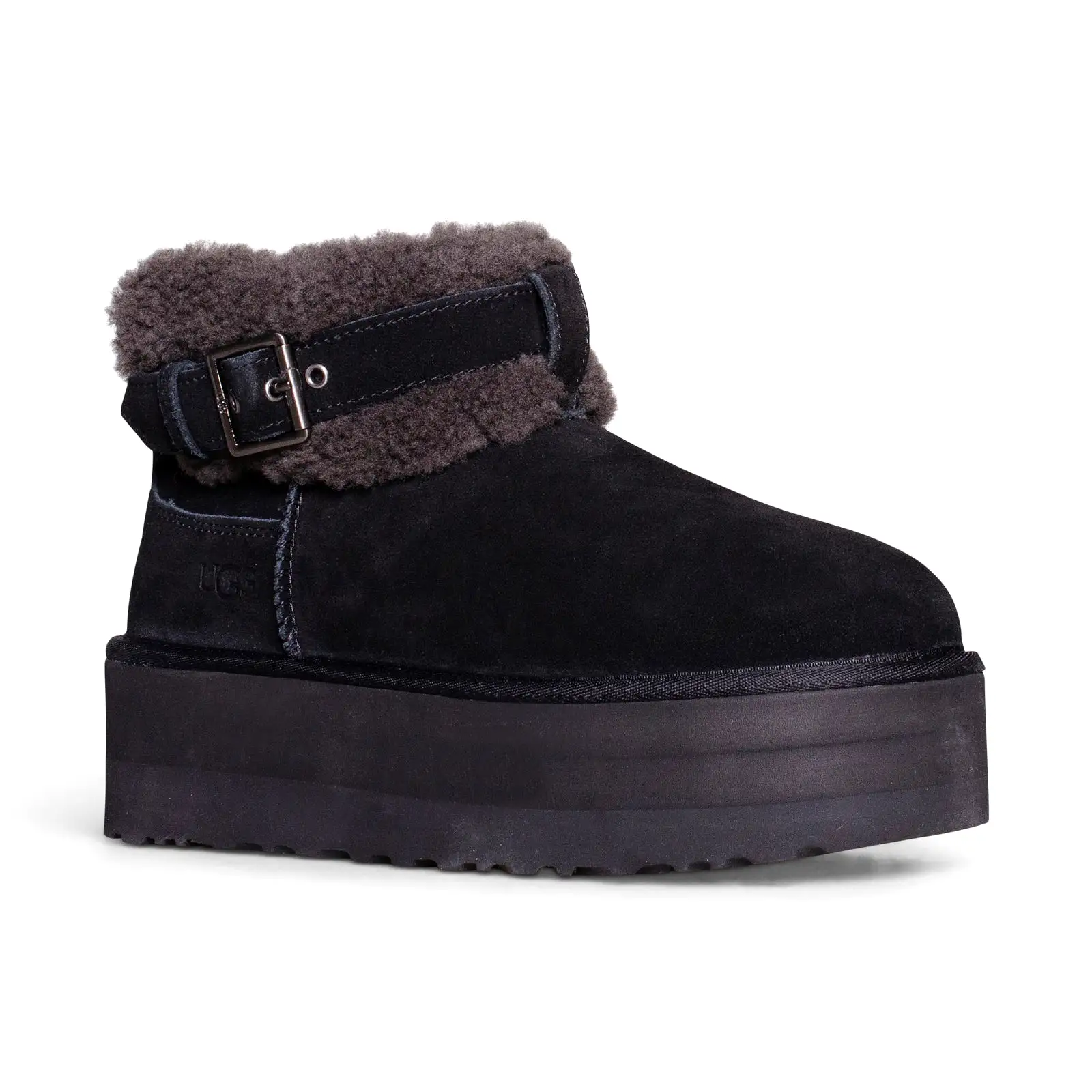 UGG Ultra Mini Belted Roller Black Boots - Women's