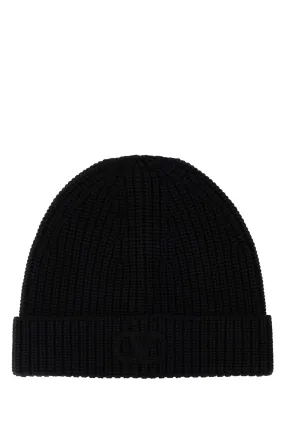 Valentino Garavani Black Wool Beanie Hat