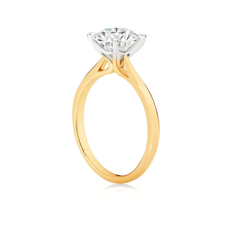 Vera | Round Brilliant Solitaire Diamond Engagement Ring - Four Prong