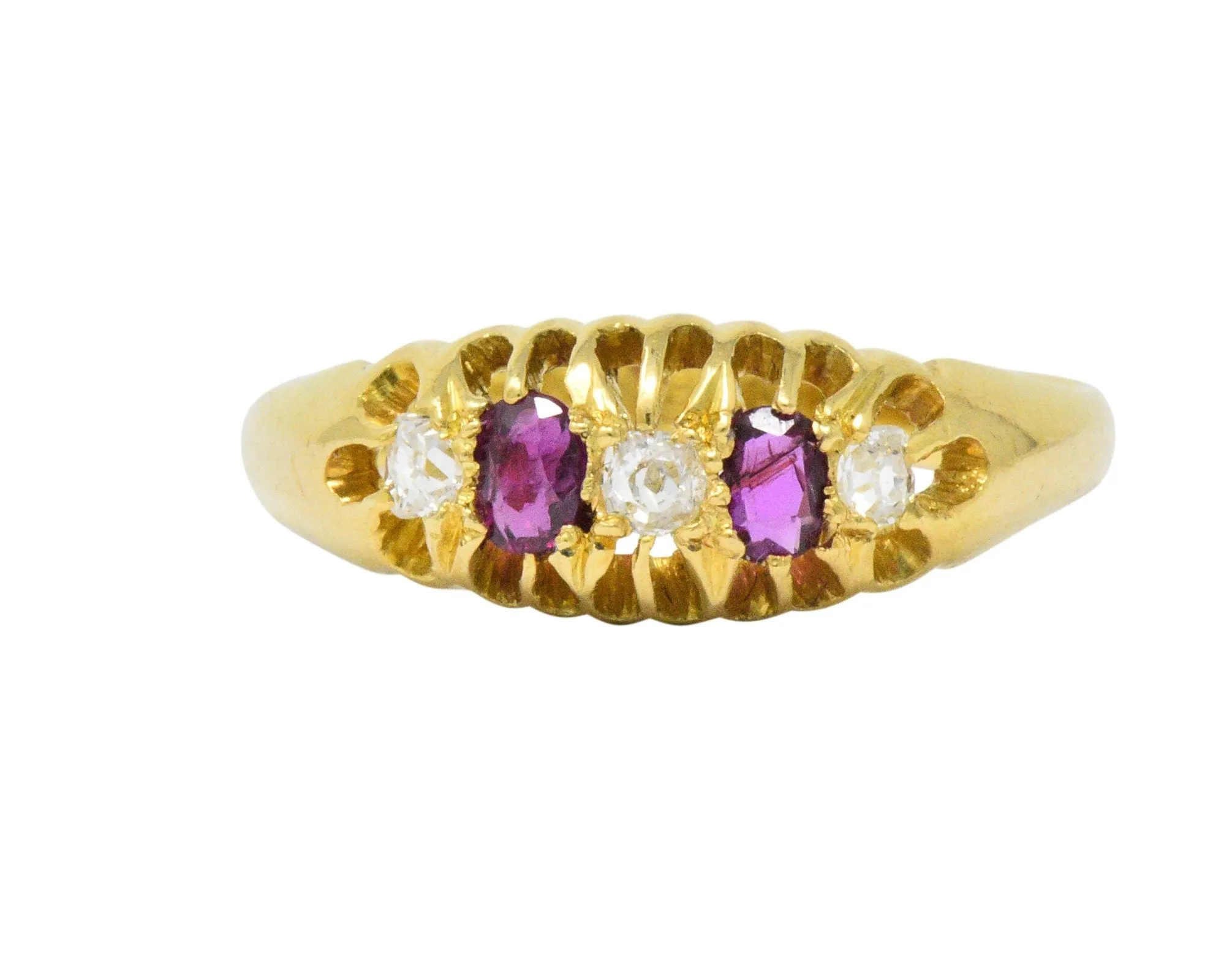 Victorian H.W.L. 0.40 CTW Diamond Ruby 18 Karat Gold Ring