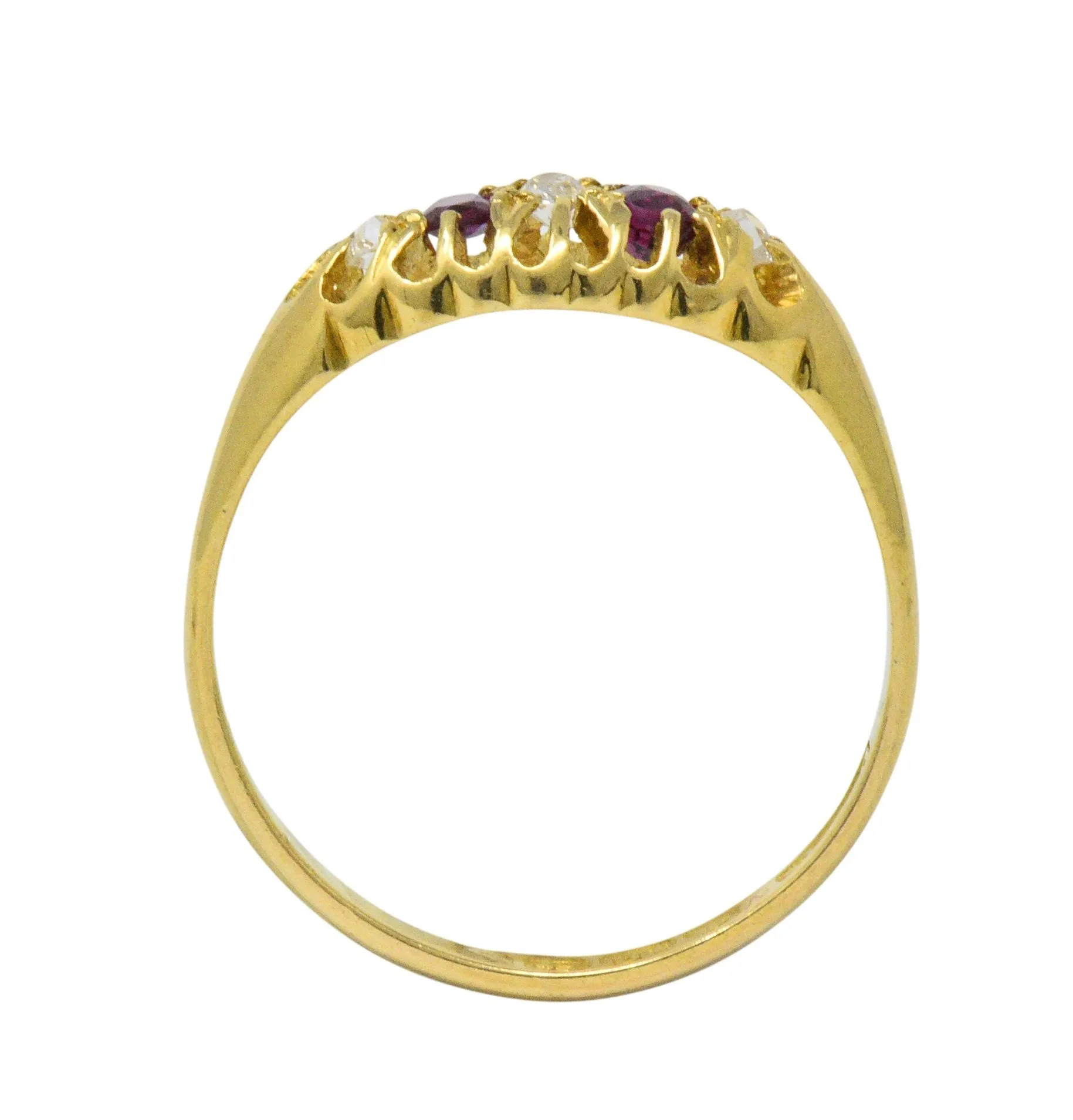 Victorian H.W.L. 0.40 CTW Diamond Ruby 18 Karat Gold Ring