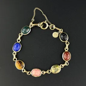 Vintage 12K Gold Fill Egyptian Beetle Bug Scarab Bracelet