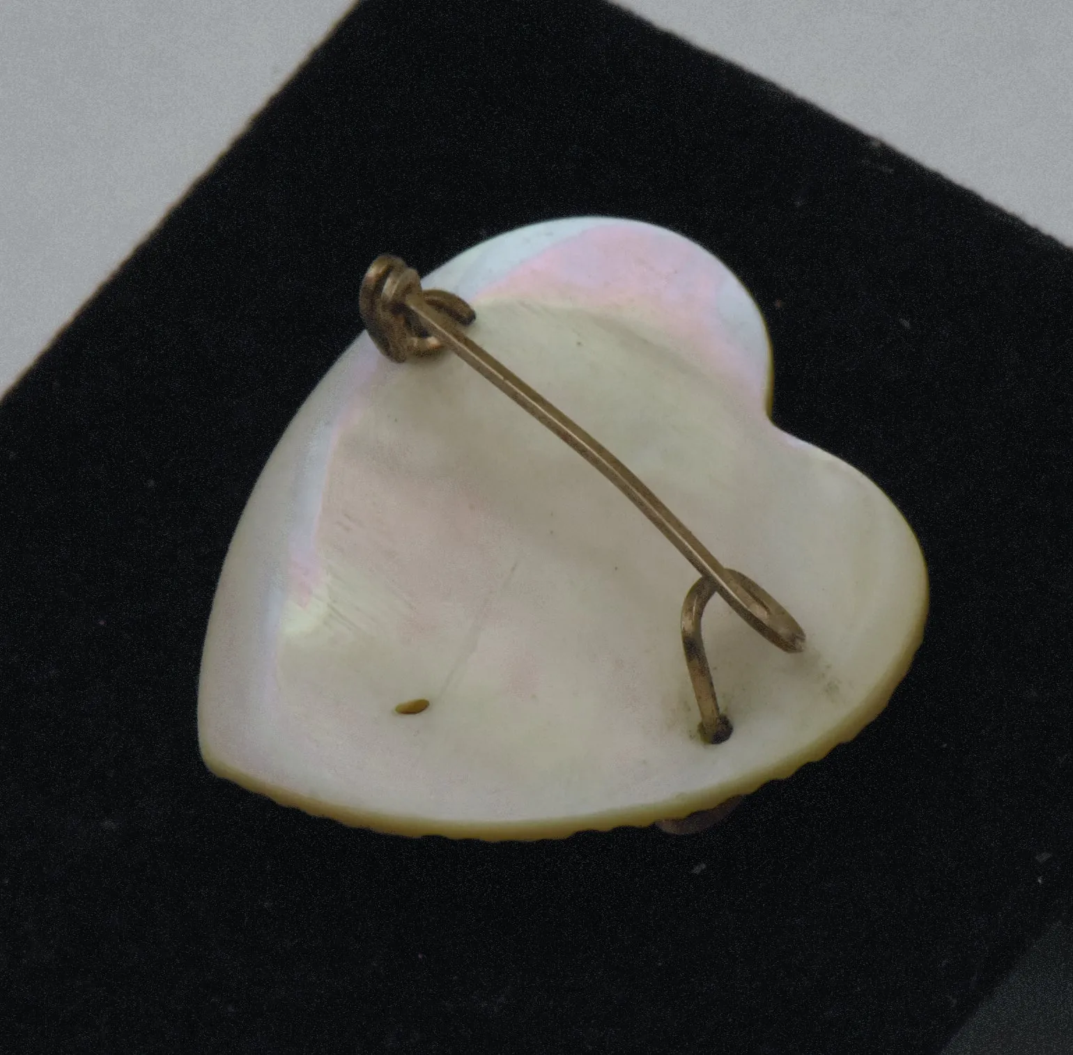 Vintage Handmade Mother of Pearl Mother Heart Brooch