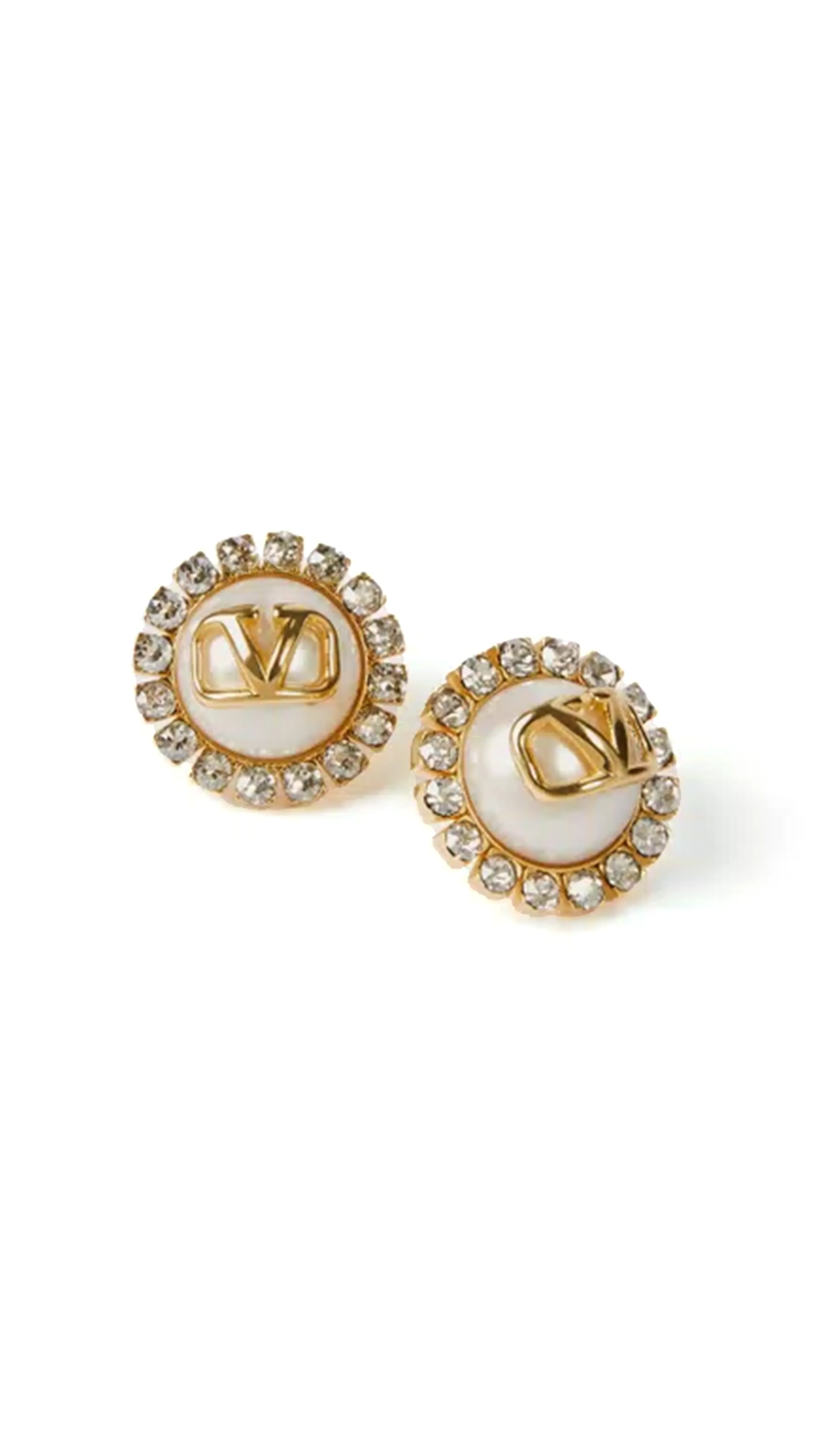 Vlogo Signtaure Metal and Resin Earrings with Swarovski Crystals - Gold