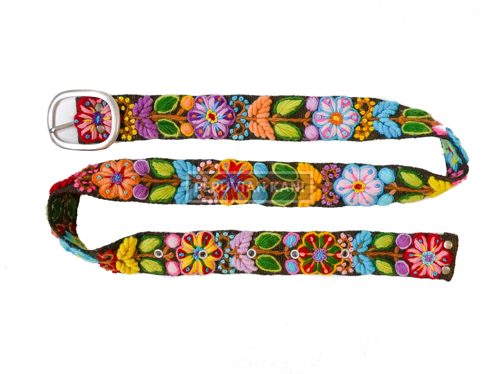 Wayta embroidered belt Brown