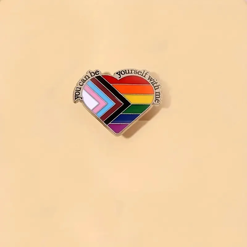 You Can Be Yourself With Me Progressive Pride Flag Enamel Pin (E024)