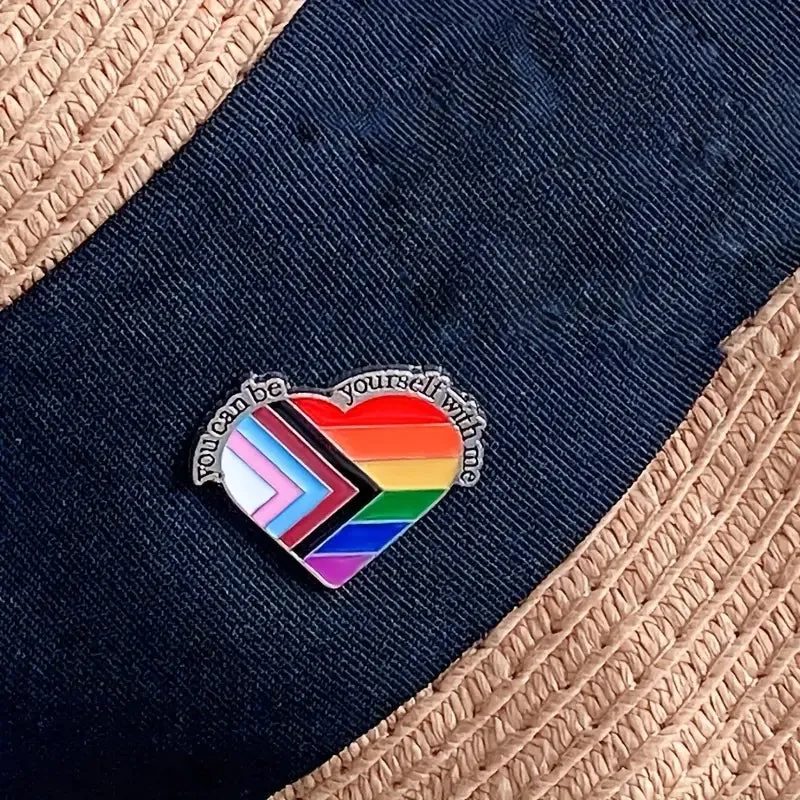 You Can Be Yourself With Me Progressive Pride Flag Enamel Pin (E024)