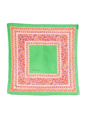 Yves Saint Laurent Green Floral Cotton Gauze Scarf