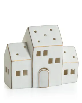 Zermatt LED Porcelain House with Gold Trim