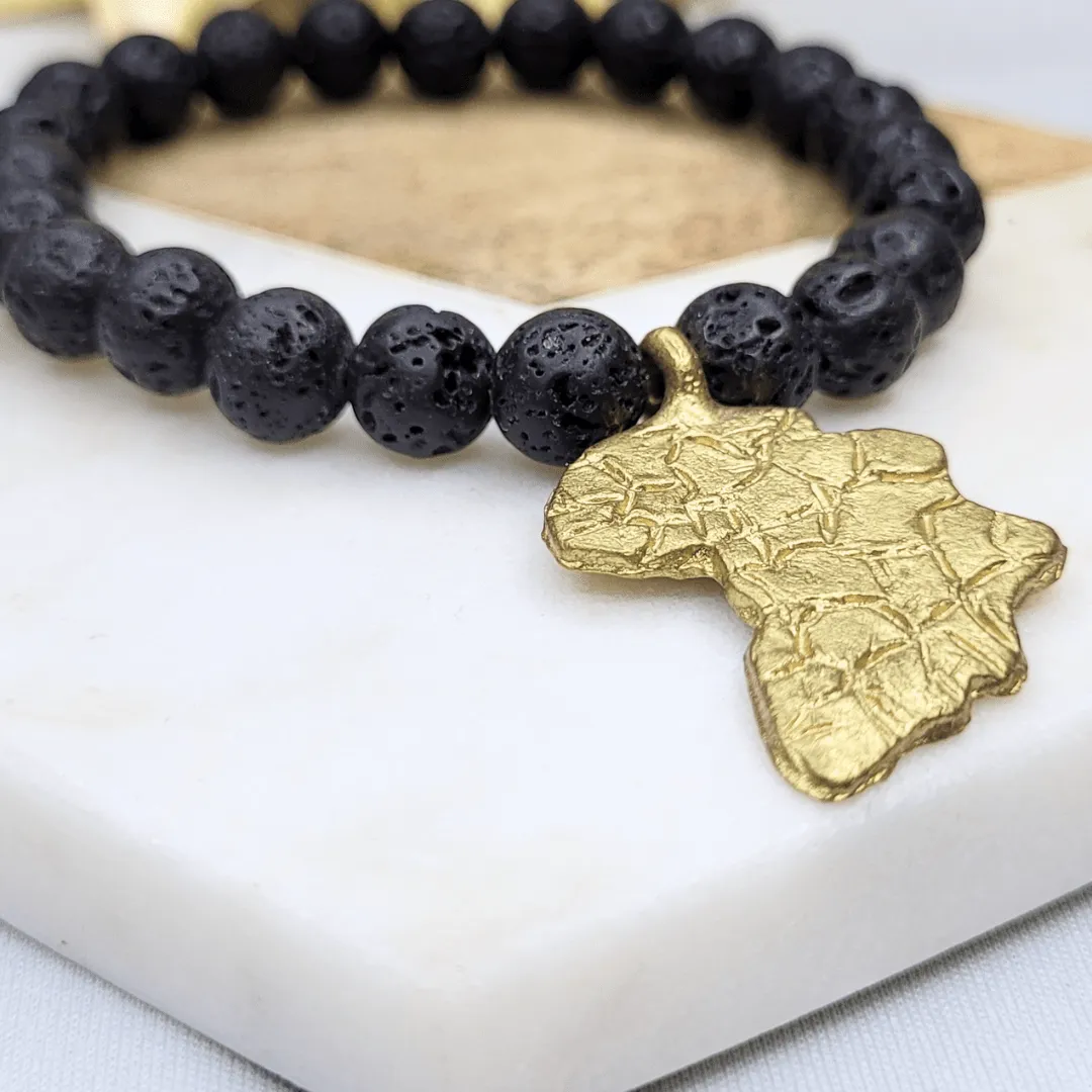 Zula - Africa Lava Gemstone Bracelet | African Recycled Brass